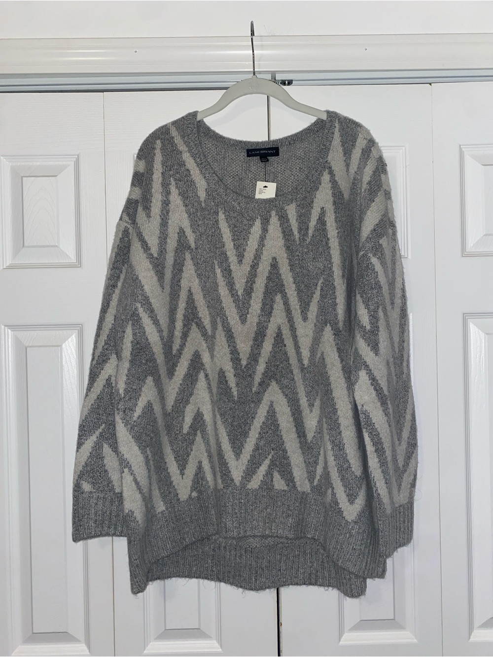 Lane Bryant Grey & Cream Chevron Cozy and Soft Oversized Sweater